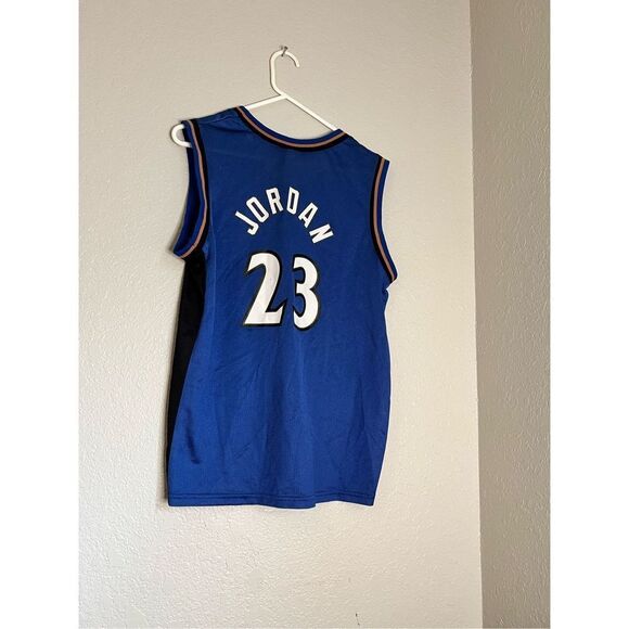 MICHAEL JORDAN WASHINGTON WIZARDS JERSEY #23 CHAMPION NBA BLUE SIZE L 14 16 - Picture 3 of 4